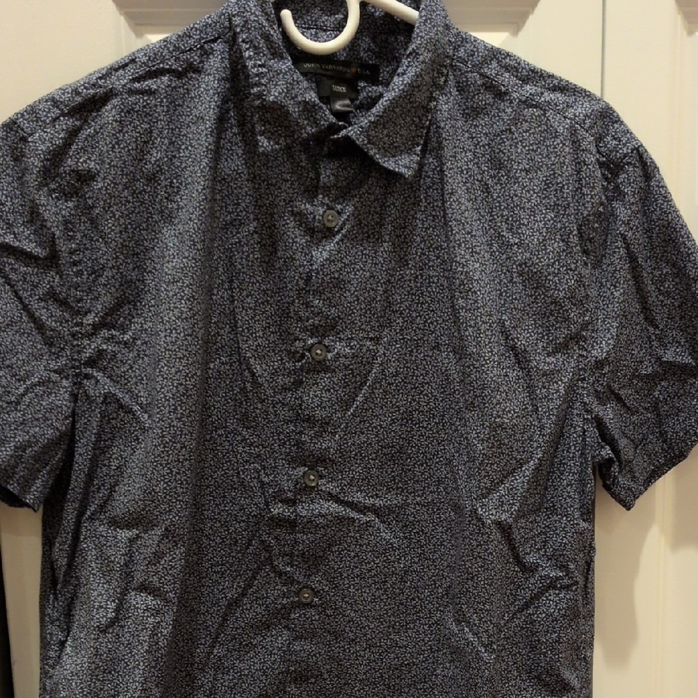 John Varvatos Blue Patterned Shirt Men's M Short Sleeve